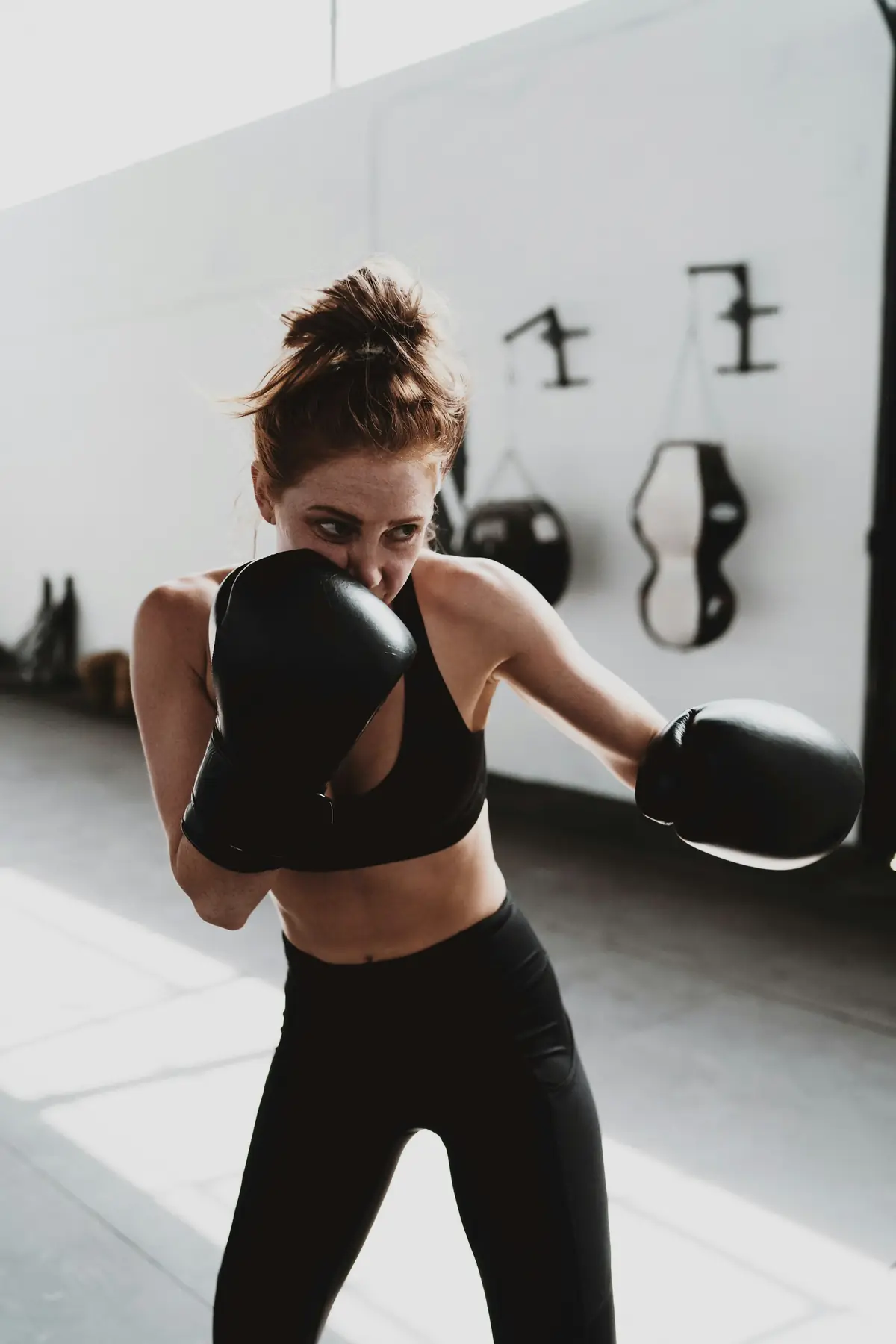 Coach Lena Brooks shadowboxing
